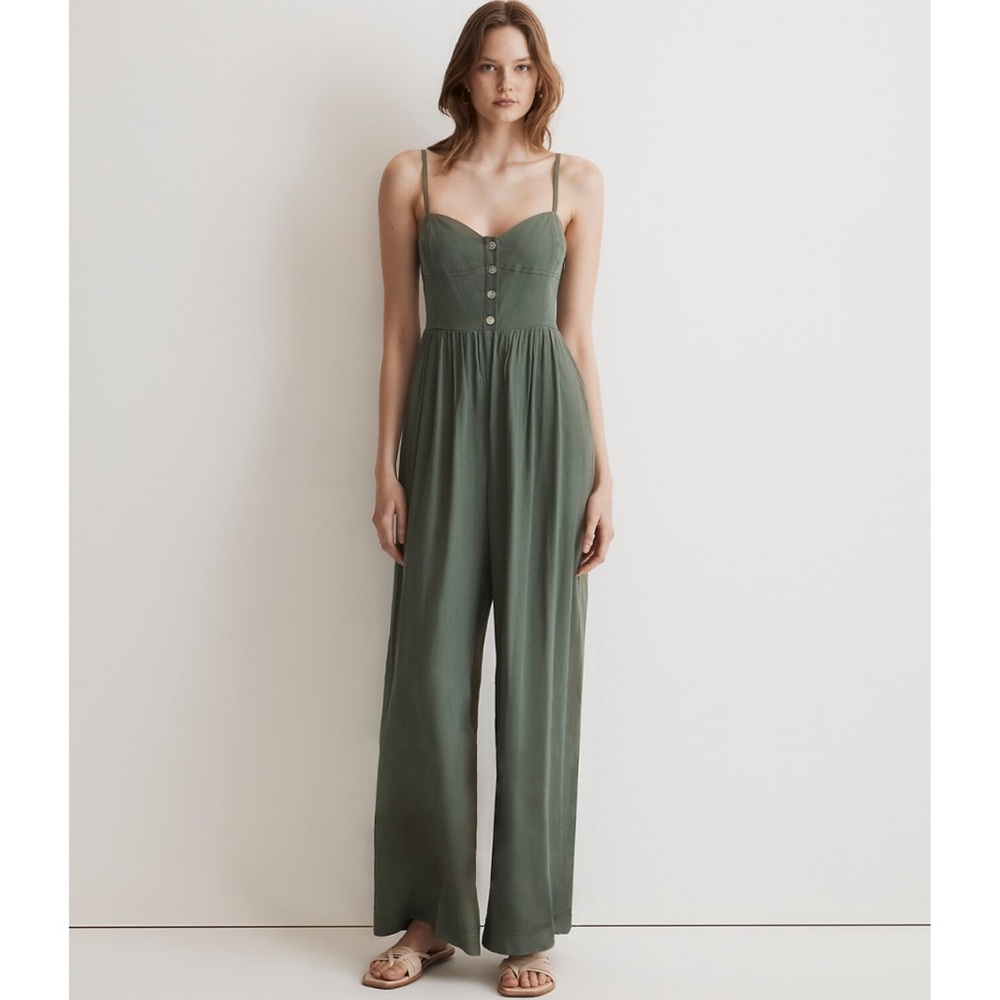 MADEWELL SLEEVELESS WIDE LEG JUMPSUIT GREEN SIZE 2 NWT